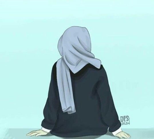Kartun Anime Muslimah Menghadap Belakang Keren untuk PP WA